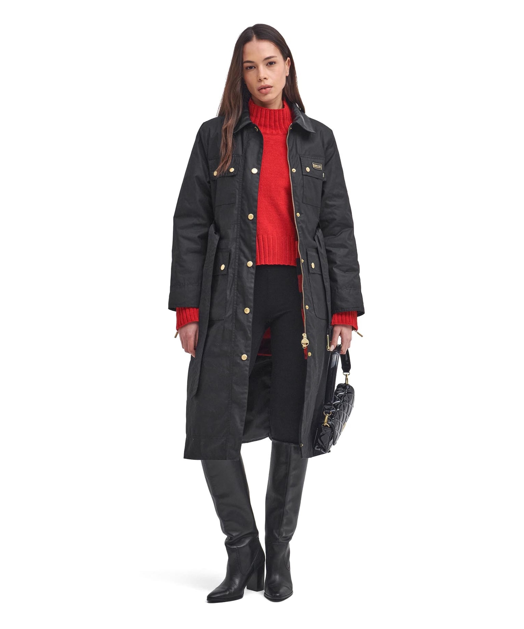 Barbour International Barbour Women's Trench Coats Impermeabile Donna Barbour International Rossin Showerproof Trench Khaki  Size