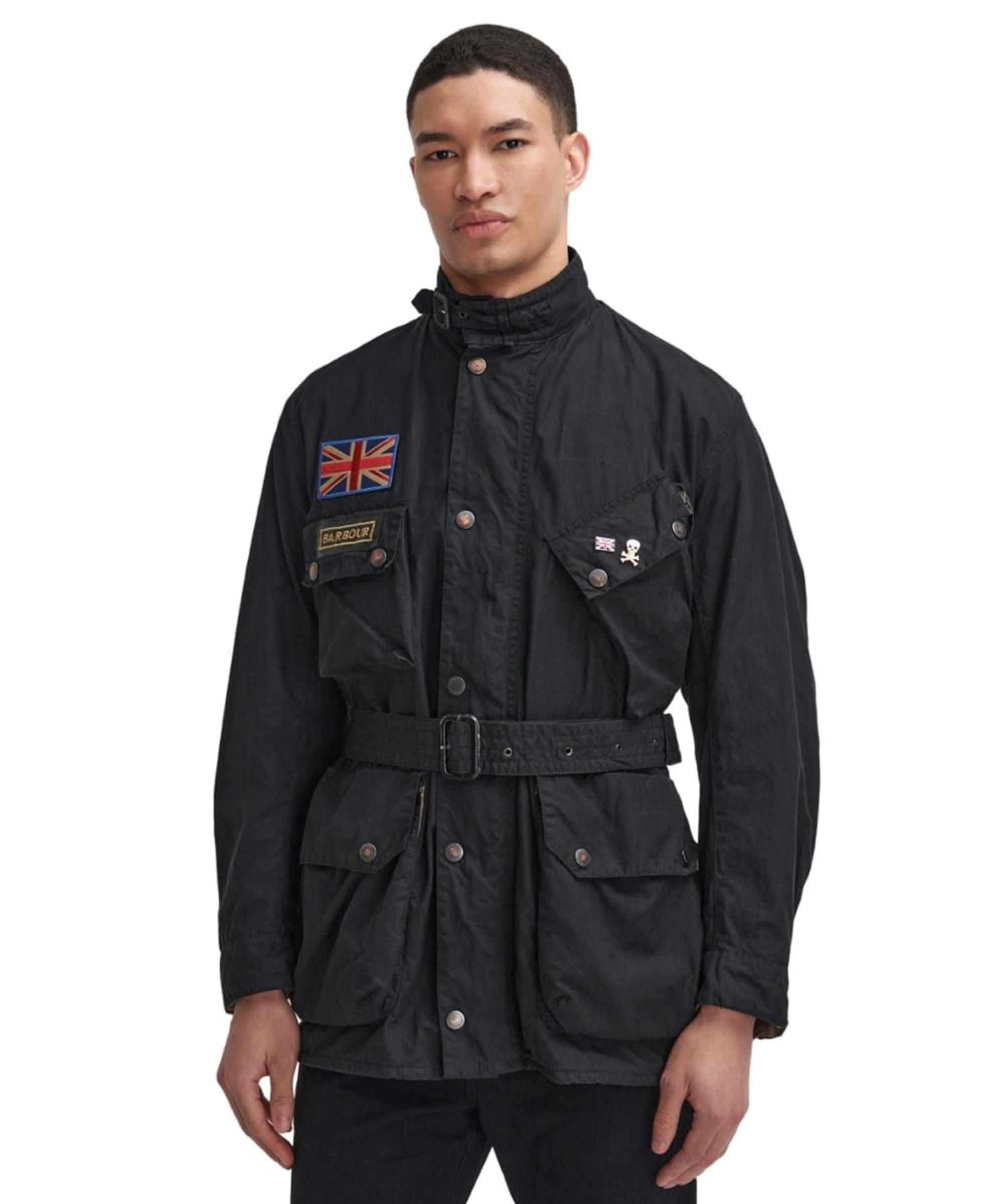 Barbour international オイルドジャケット ピンバッジ付き