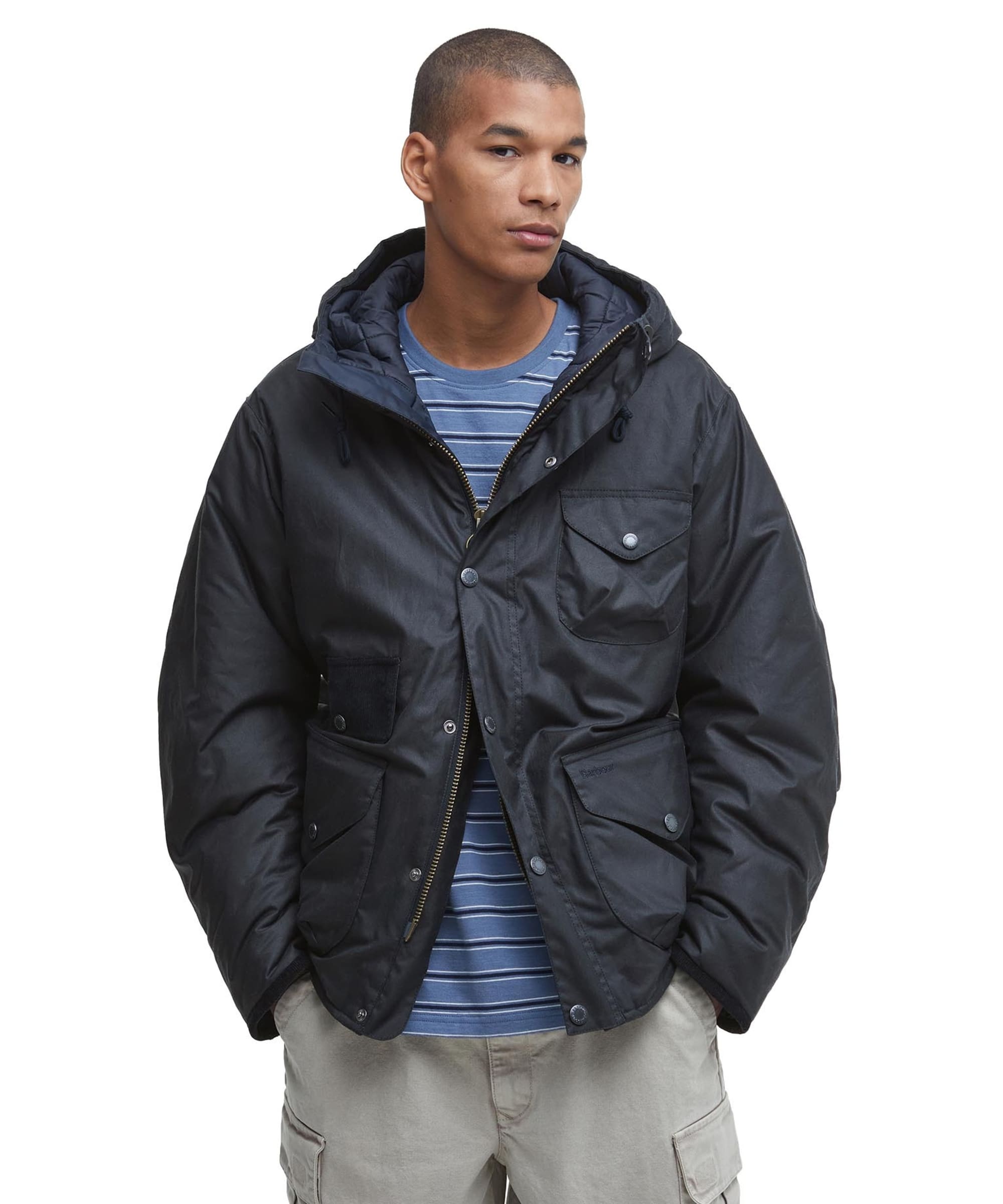 Wax Storm Barbour Wax Hood Navy Men's Barbour Weardale Worker