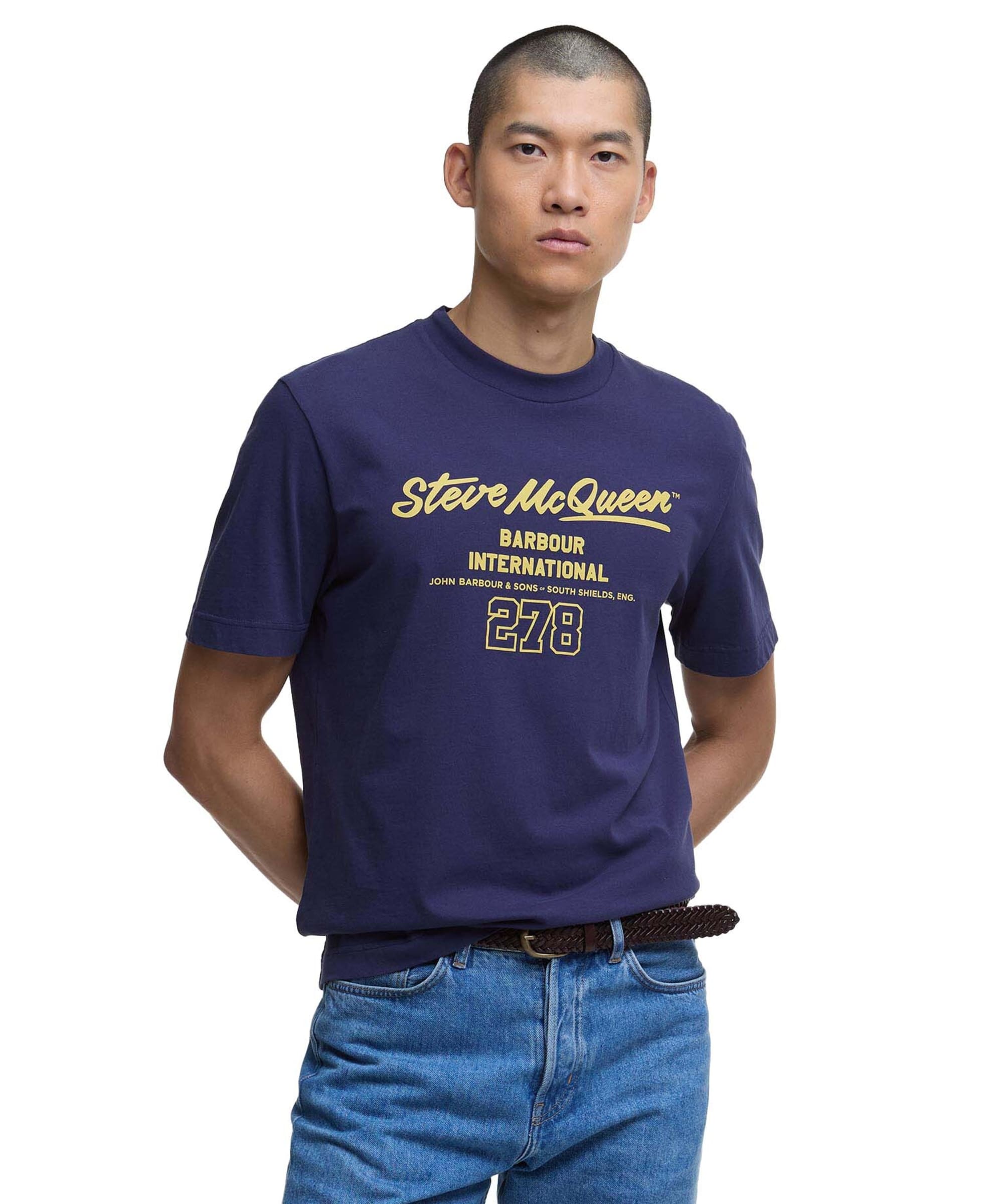Tシャツ・カットソー BARBOUR Men T Shirts MTS0670 MTSNY31 Blue Blue embroidered-logo T-shirt - BARBOUR men - BARBOUR