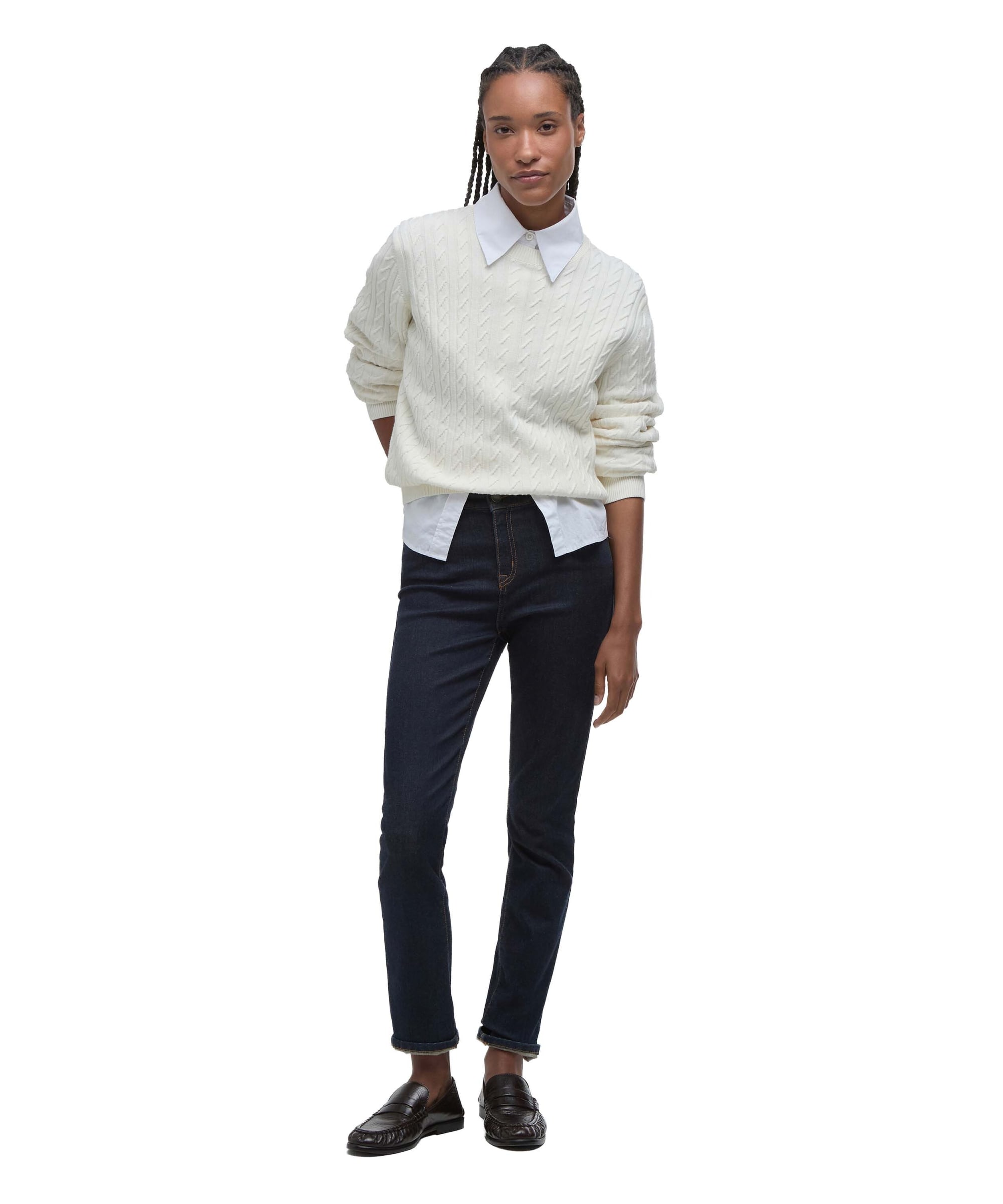 BARBOUR Womens Navy Cotton Blend Zippered Pocketed Skinny Jeans