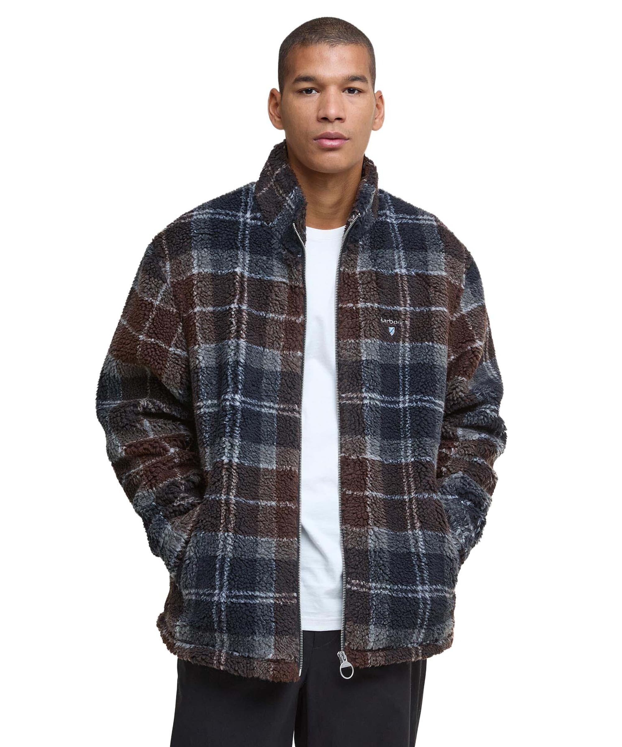 Sherpa Tartan Fleece Zip Through Jacket