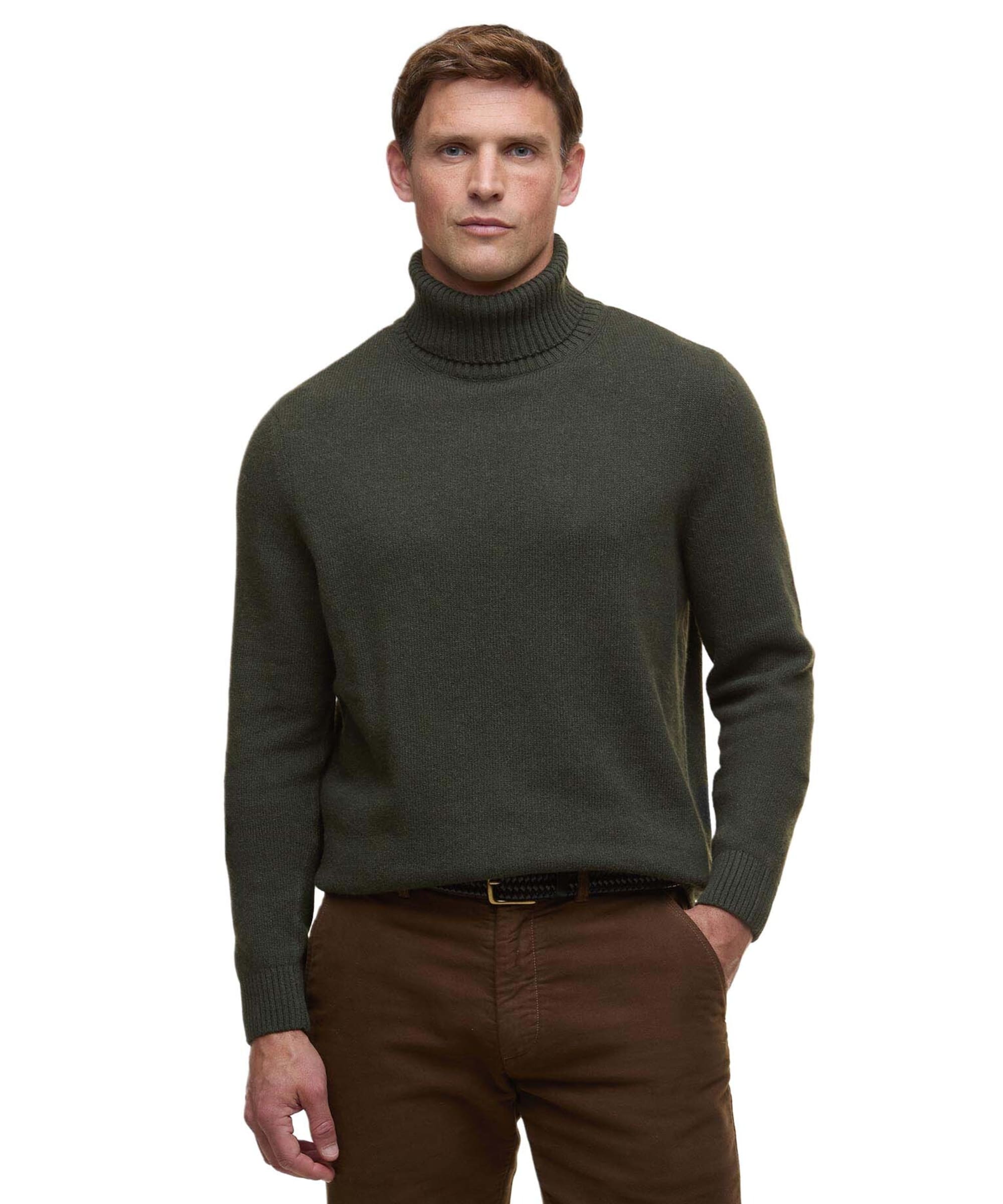 Neck Jumper Barbour Sweater Olive Wool Barbour Horseford Crew Neck - Main Image