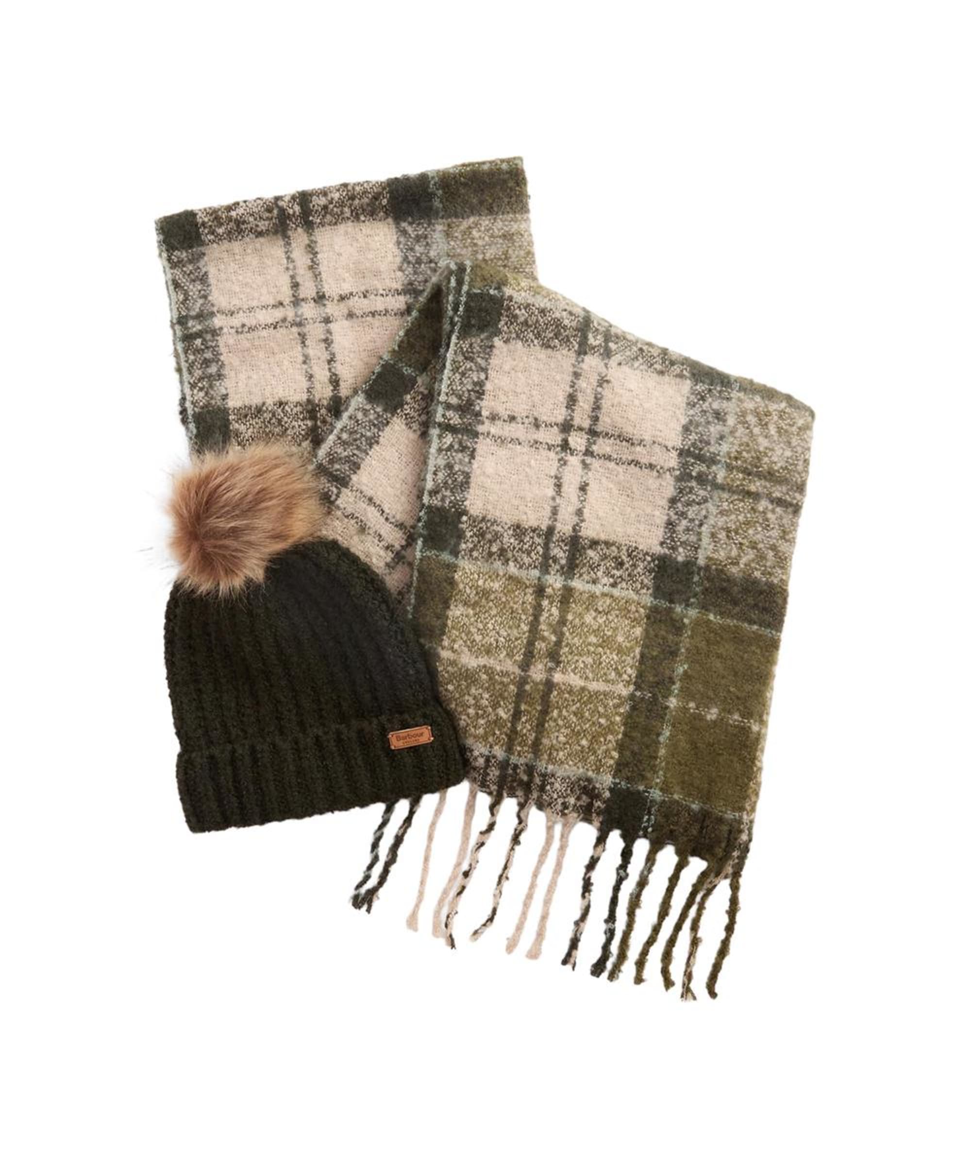 Barbour Saltburn Beanie Tartan Scarf Set