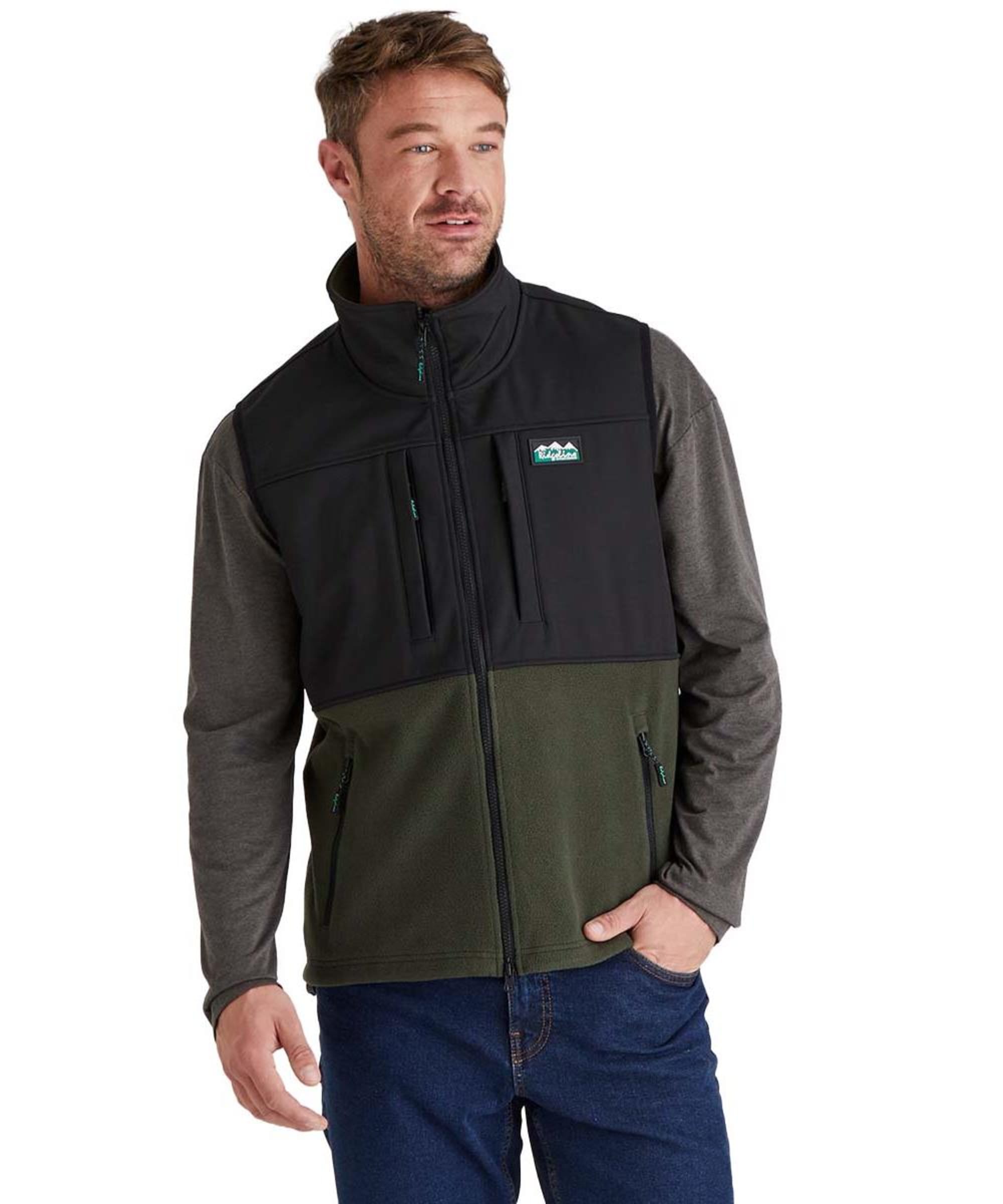 View Mens Ridgeline Hybrid Fleece Vest Deep Forest Black UK XXXL information
