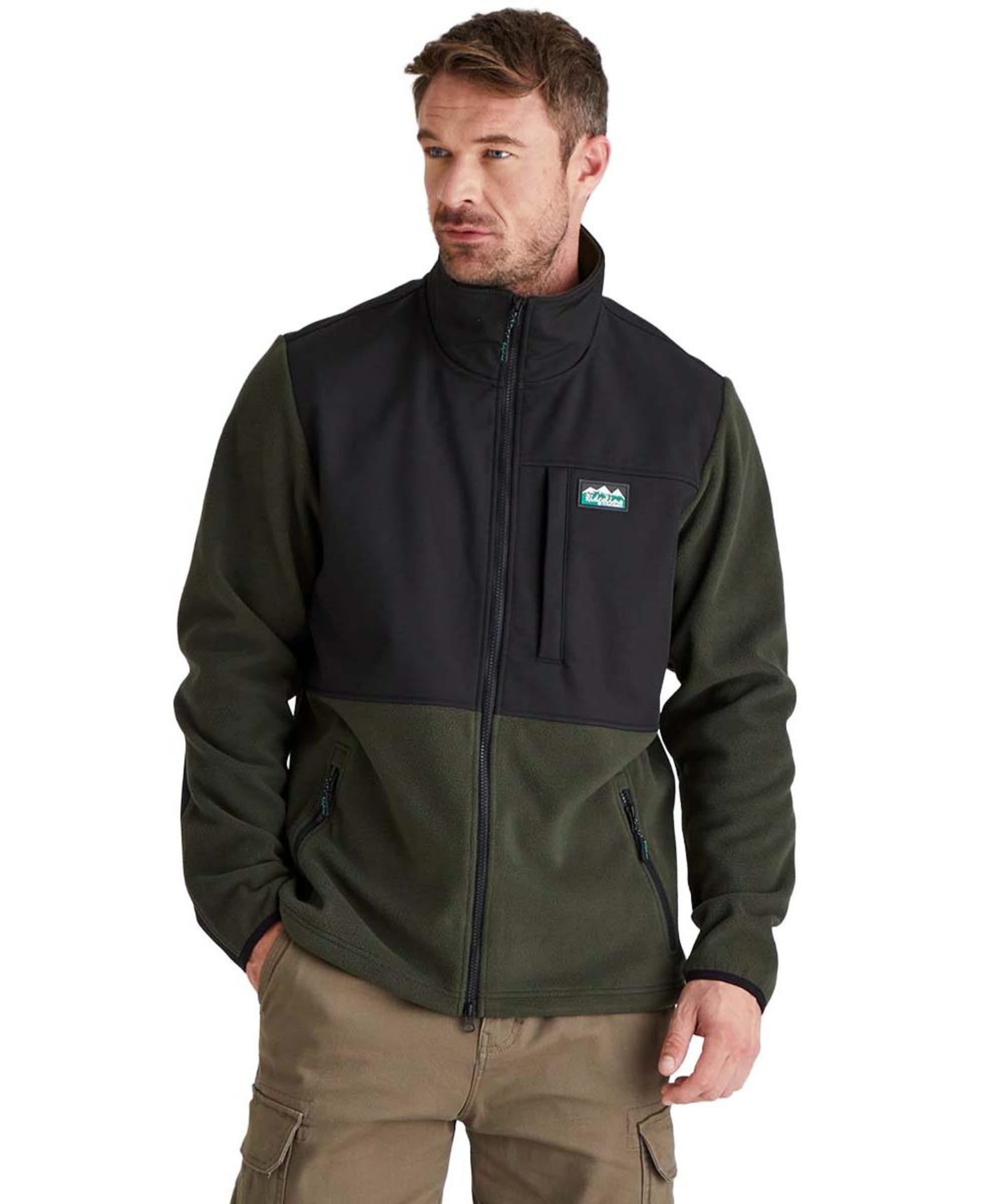 View Mens Ridgeline Hybrid Fleece Jacket Deep Forest Black UK S information