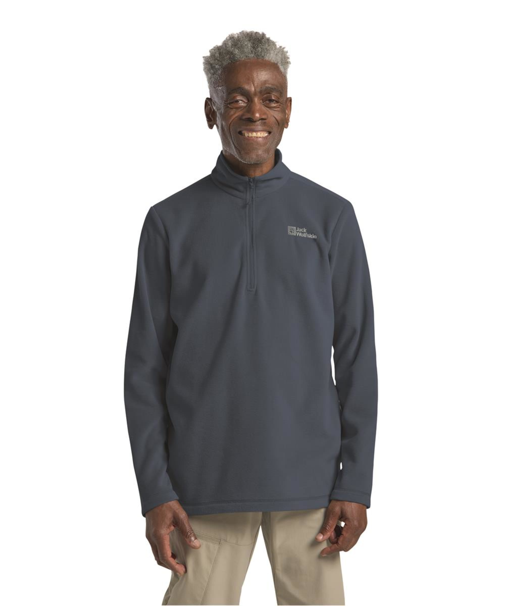 View Mens Jack Wolfskin Taunus Half Zip Fleece Pullover Midnight Sky UK L information