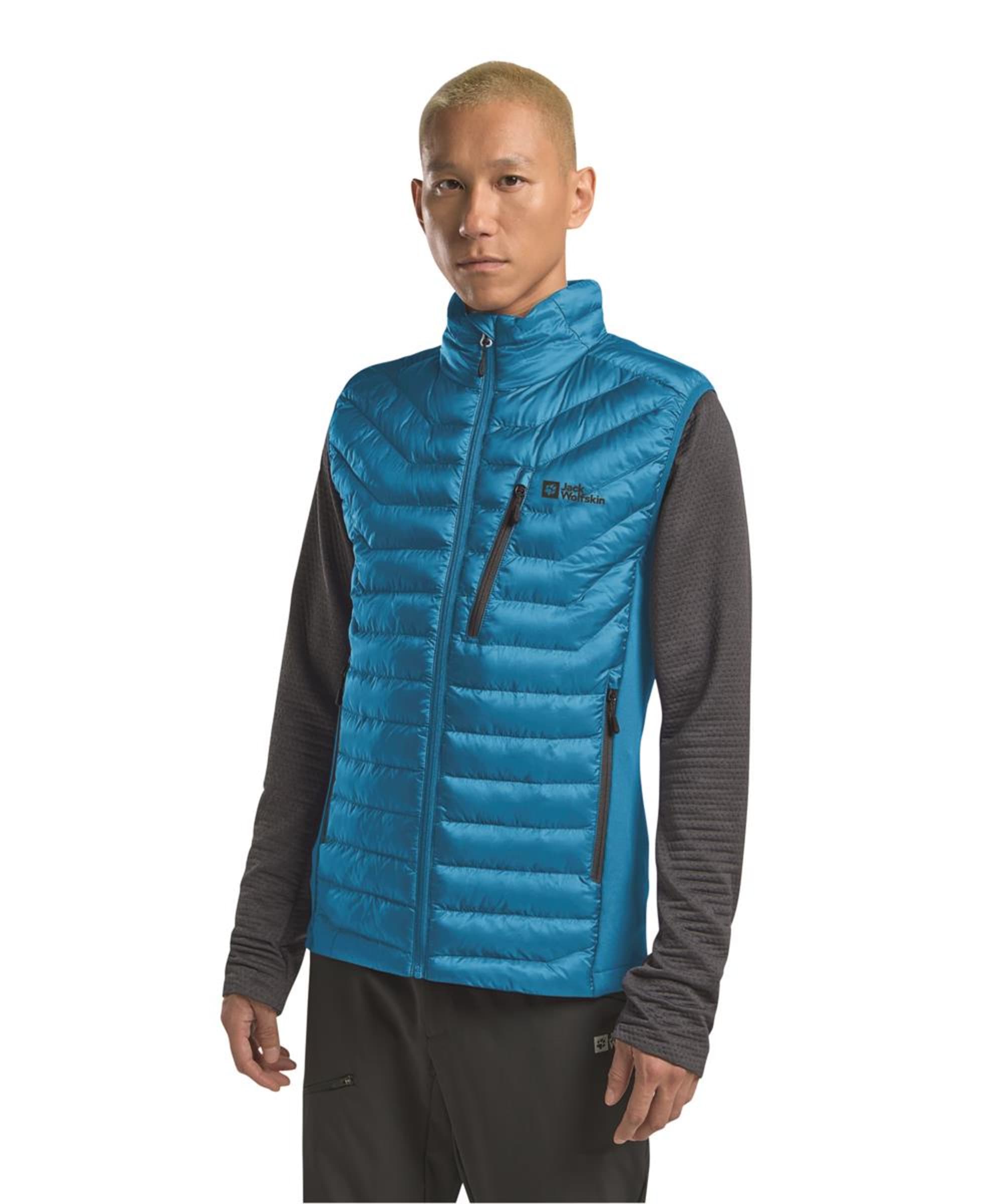 View Mens Jack Wolfskin Routeburn Pro Insulated Hiking Vest Aurora Blue UK S information