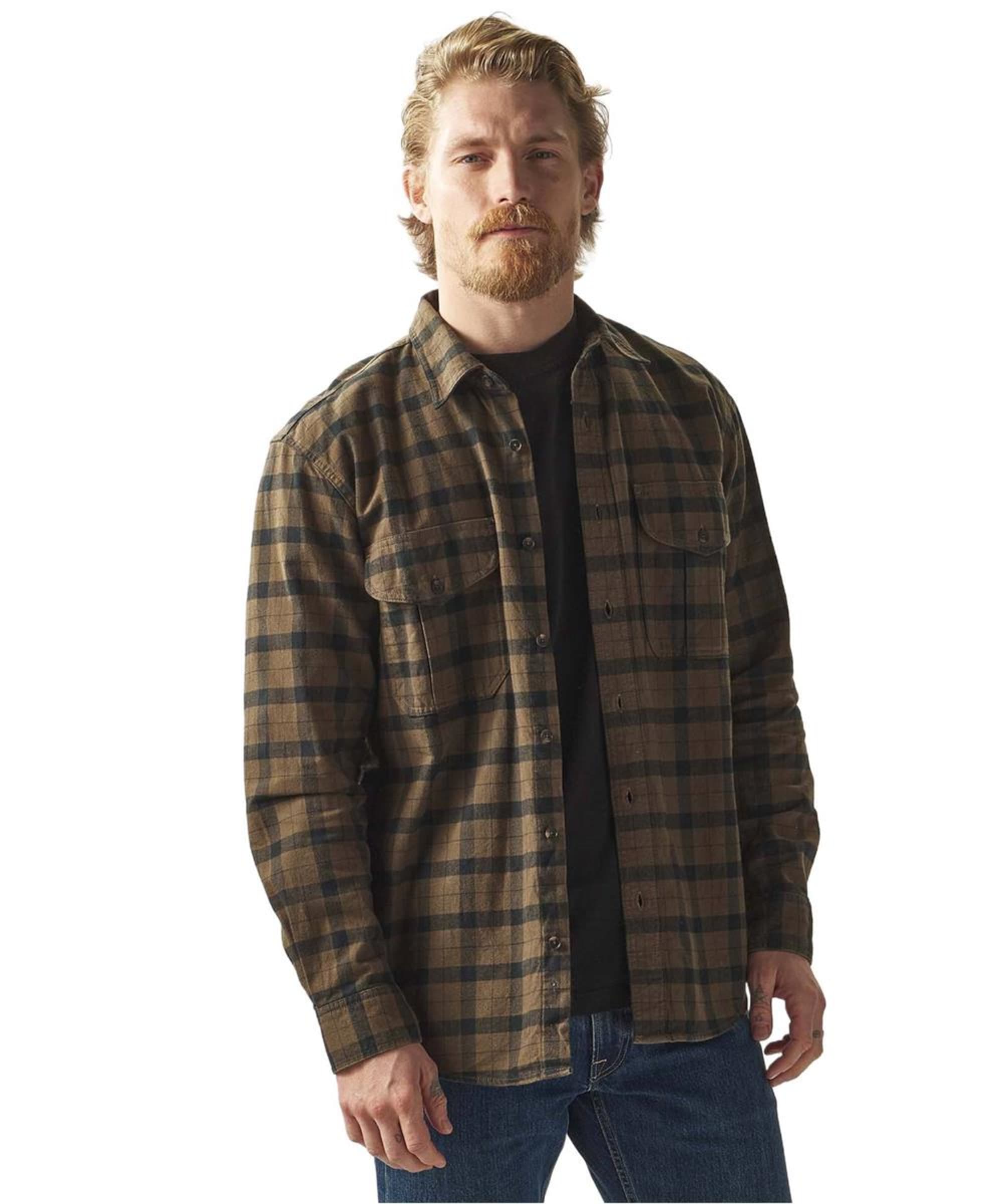 View Mens Filson Flannel Cotton Alaskan Guide Shirt Otter Green Black UK M information