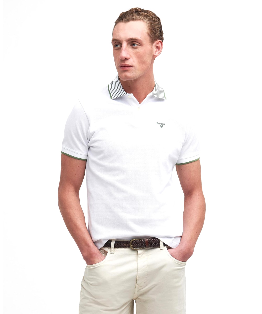 Barbour polo mens white hot sale