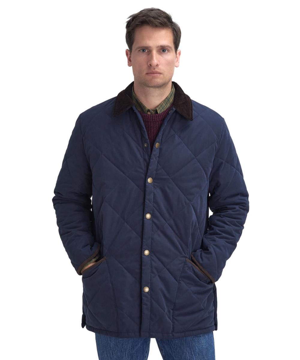 Blue quilted barbour jacket top
