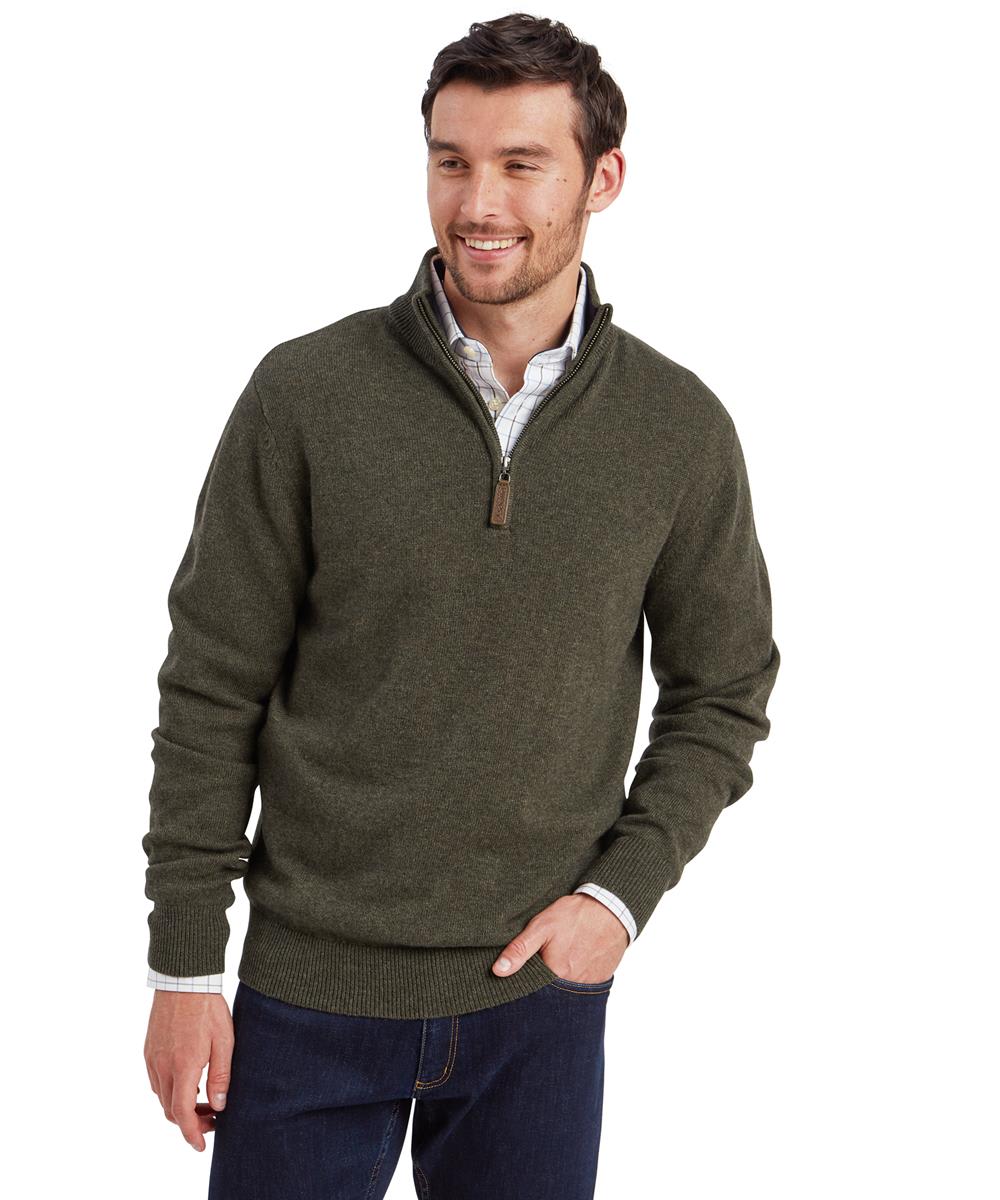 Men s Schoffel Calton Cotton Cashmere 1 4 Zip Jumper