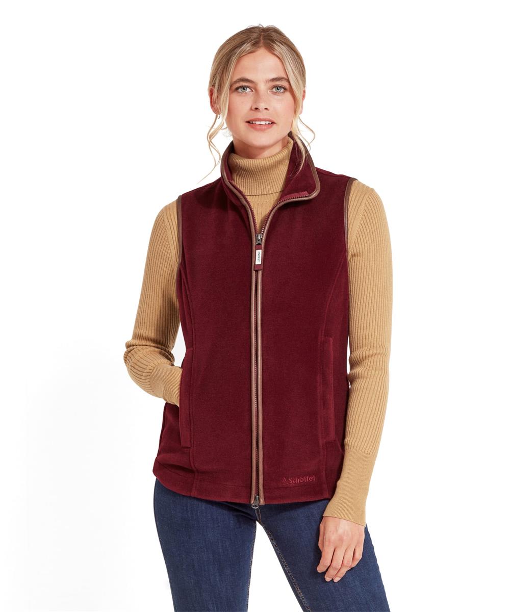 Womens fleece gilet with leather trim on sale