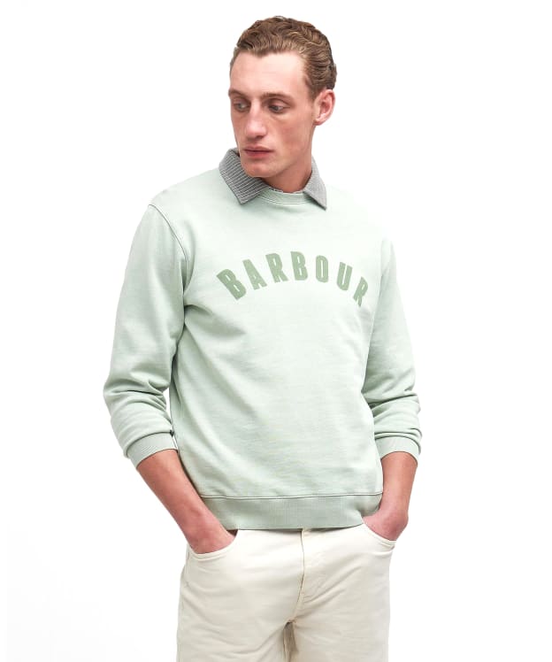 Men's Barbour Terra Dye Logo Crew Neck Sweatshirt - Sea Foam