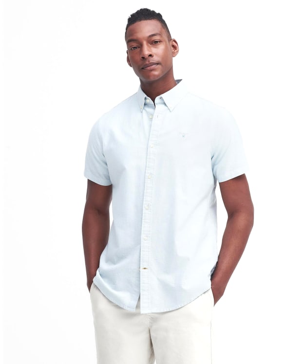 Men's Barbour Oxtown Short Sleeve Tailored Shirt - Blue Chalk