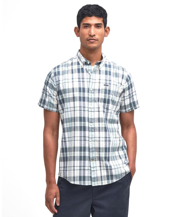 Men's Barbour Alford Tailored Short Sleeve Checked Shirt - White