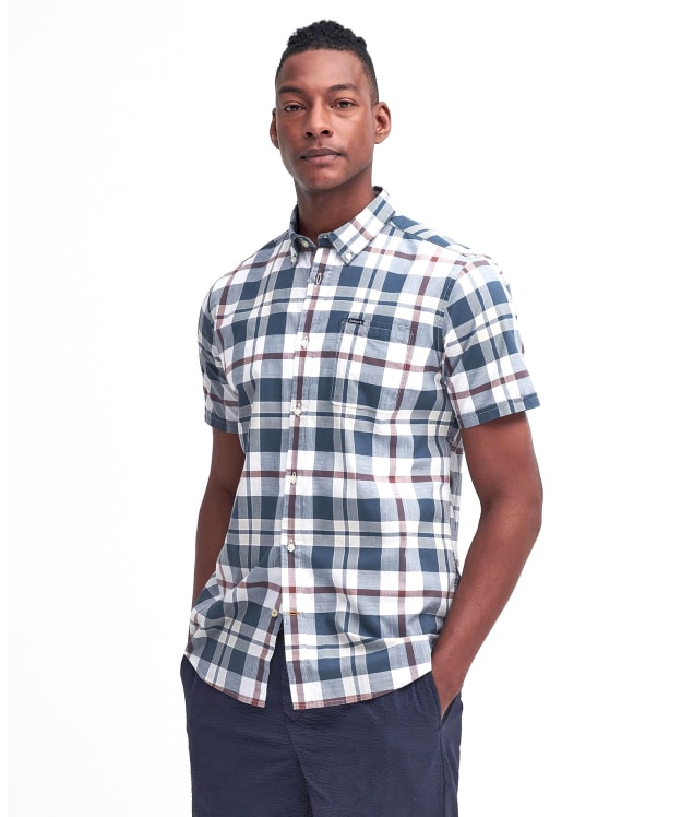 Men's Barbour Applecross Tailored Short Sleeve Checked Shirt - Dark Slate