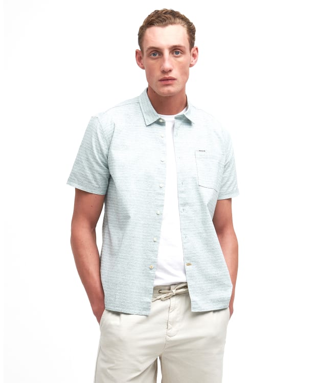 Men's Barbour Ashgill Regular Short Sleeve Striped Summer Shirt - Green