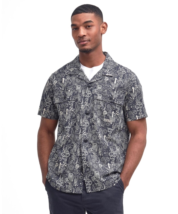 Men's Barbour International Mitchel Printed Summer Shirt - Navy