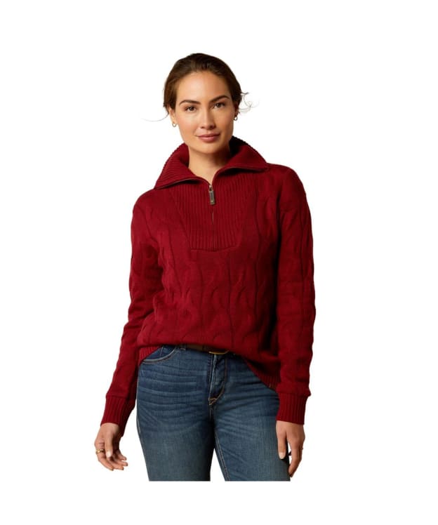 Women's Ariat Alamere Windproof Wool 1/2 Zip Sweater - Rubaiyat