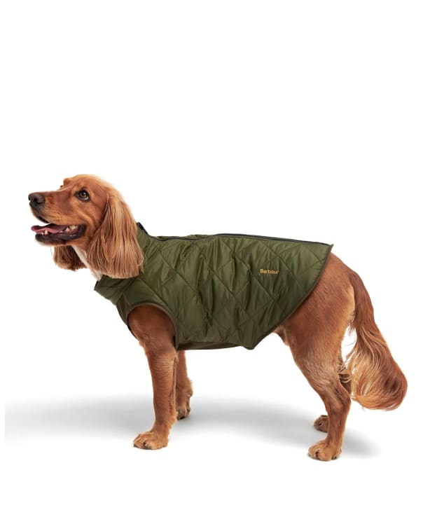 Barbour Reversible Quilt/Borg Fleece Dog Coat - Olive / Brown