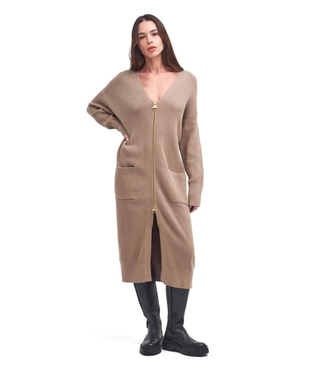 Women's Barbour International Mondale Knitted Midi Dress - Light Trench