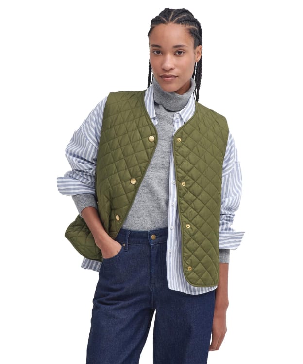 Women's Barbour Lorelei Gilet - Dark Moss / Light Sand / Dark Moss