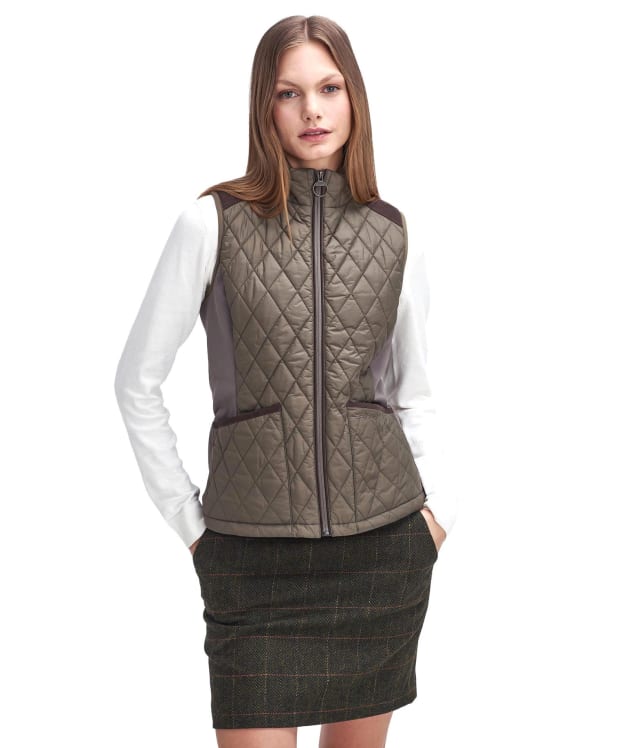 Women's Barbour High Field Gilet - Winter Moss / Classic Tartan