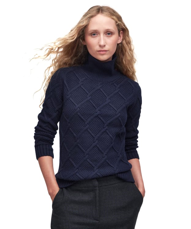 Women's Barbour Burne Roll Neck Knit - Navy