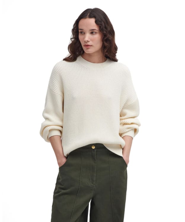 Women's Barbour Rib Stitch Crew Knitted Jumper - Ecru