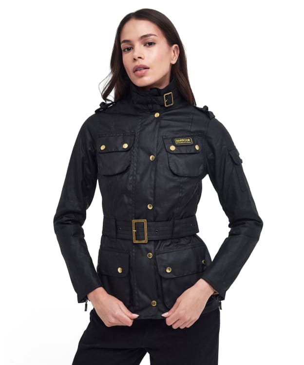 Women's Barbour International Waxed Jacket - Black