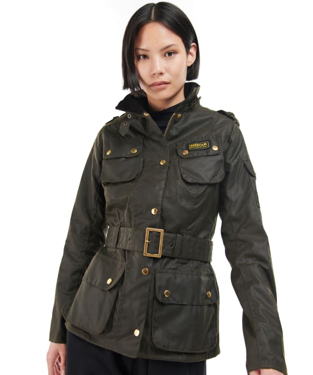 Women's Barbour International Waxed Jacket - Olive