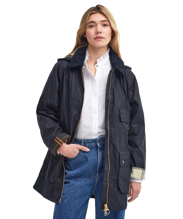 Women's Barbour Highclere Waxed Jacket - Navy