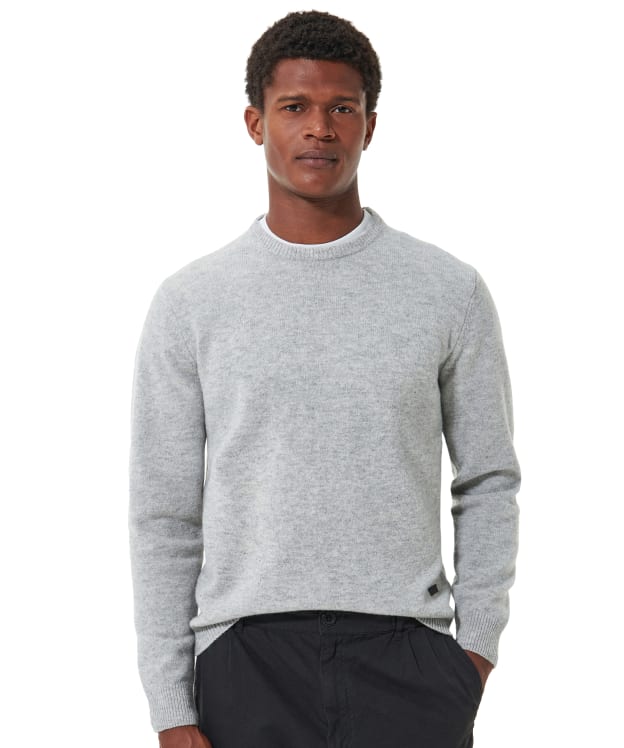 Men's Barbour Patch Crew Neck Lambswool Sweater - Light Grey Marl