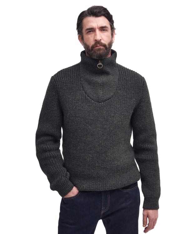 Men's Barbour New Tyne Half Zip Sweater - Olive