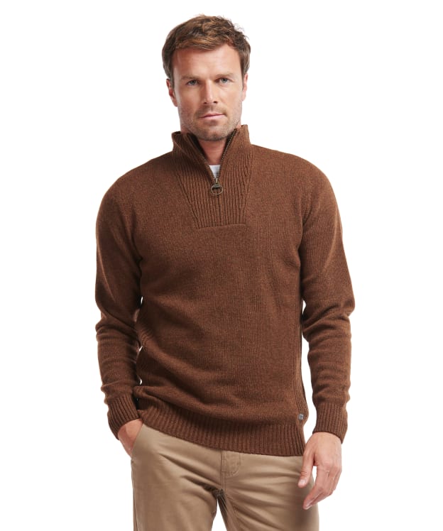 Men's Barbour Nelson Essential Half Zip Sweater - Dark Sand