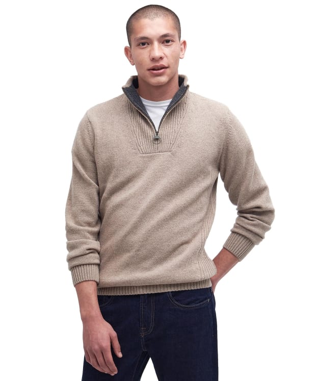 Men's Barbour Nelson Essential Half Zip Sweater - Stone