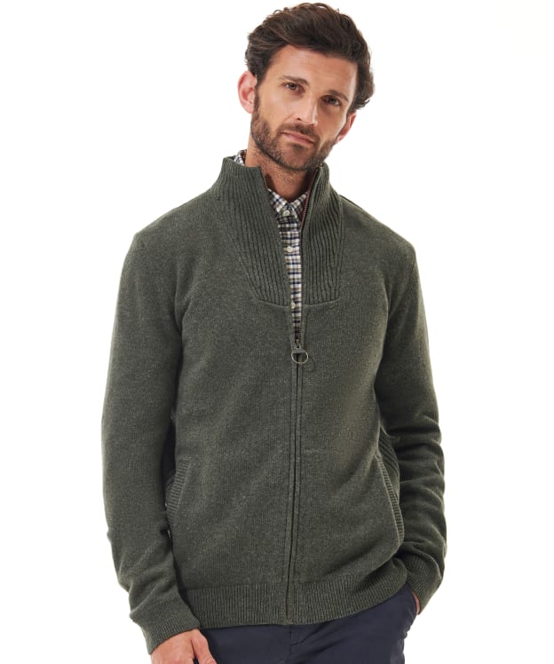 Men's Barbour Nelson Essential Full-Zip Jumper - Seaweed