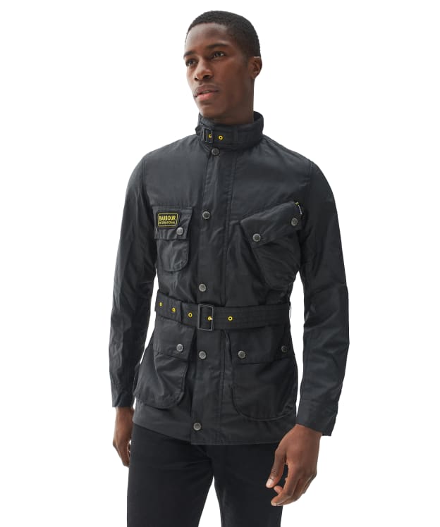 Men's Barbour International Slim International Waxed Jacket - Black