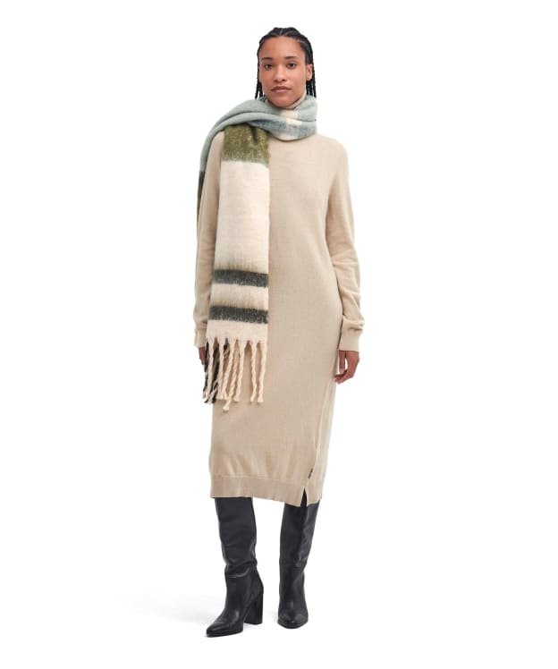 Women’s Barbour Isla Tartan Boucle Scarf - Soft Mint