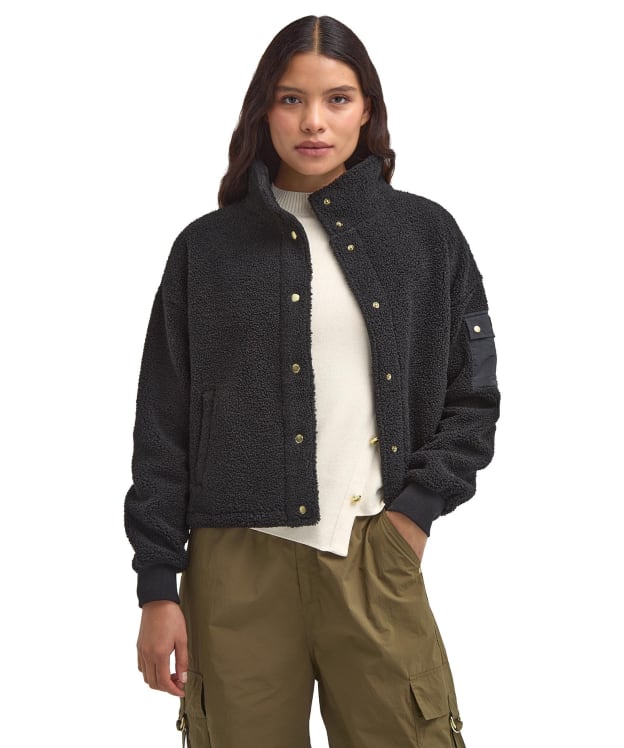 Women's Barbour International Callie Fleece Bomber Jacket - Black