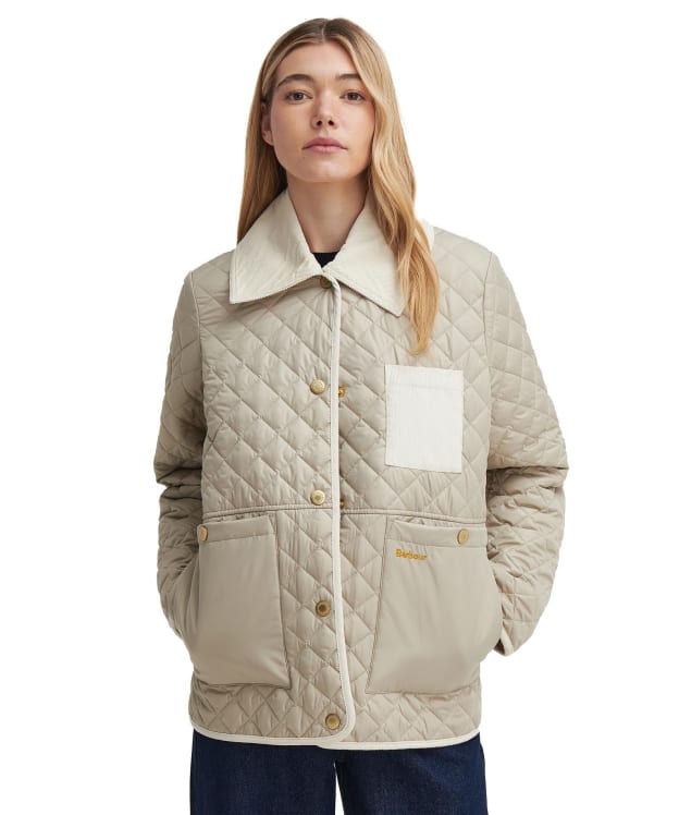 Women's Barbour Fleur Quilted Jacket - Light Sand / Blanc