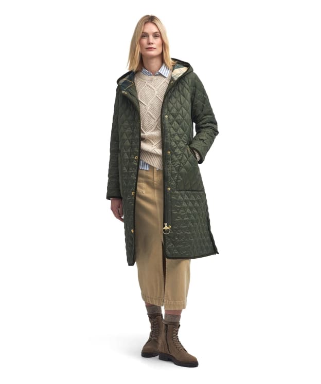 Women's Barbour Harmby Quilted Jacket - Olive / Ancient Tartan