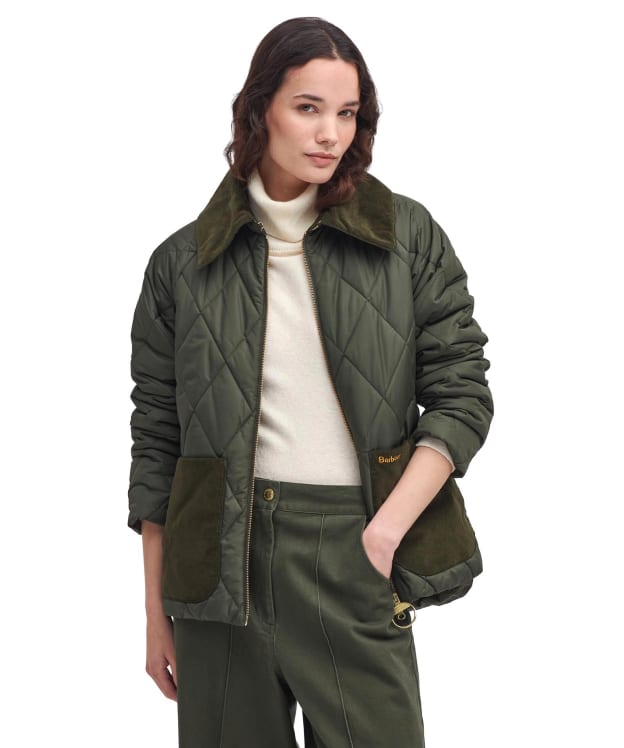 Women's Barbour Dalroy Quilted Jacket - Olive / Ancient Tartan