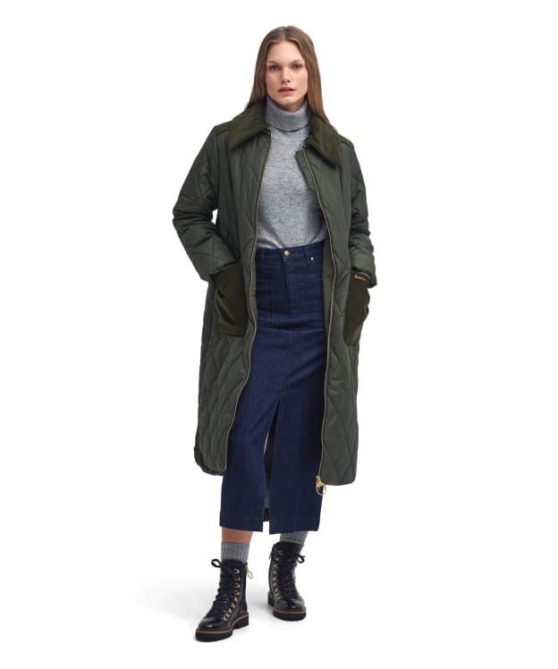 Women's Barbour Malton Quilted Jacket - Olive / Ancient Tartan