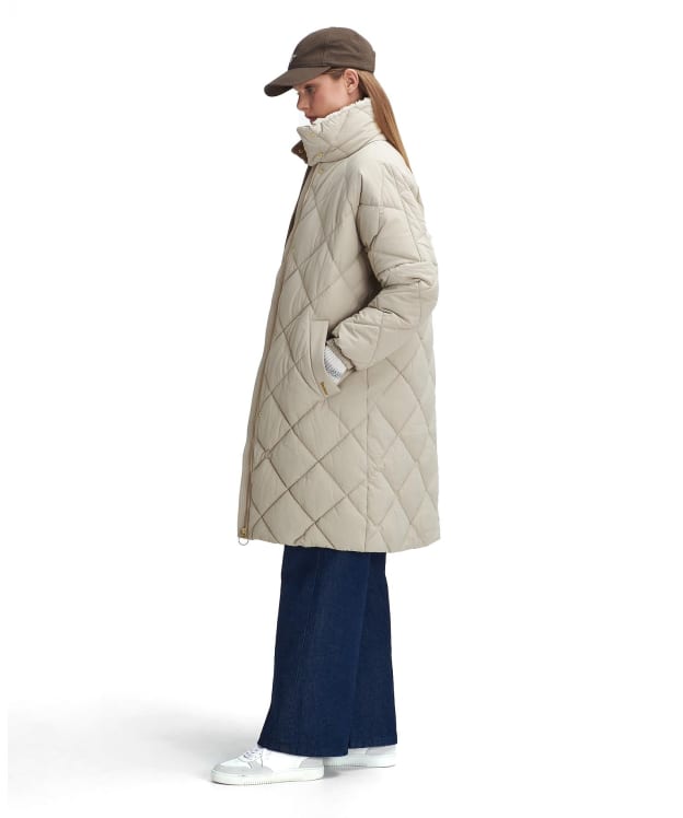 Women's Barbour Bearnie Puffer Quilted Jacket - Oatmeal / Ancient Tartan