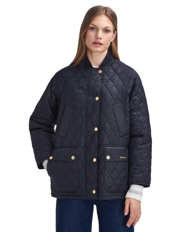 Women's Barbour Sport Beadnell Quilted Jacket - Black / Classic Tartan