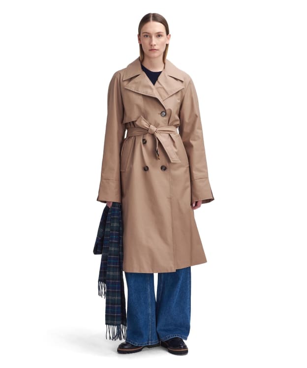 Women's Barbour Gwyn Showerproof Trench Coat - Honey / Muted Cabernet