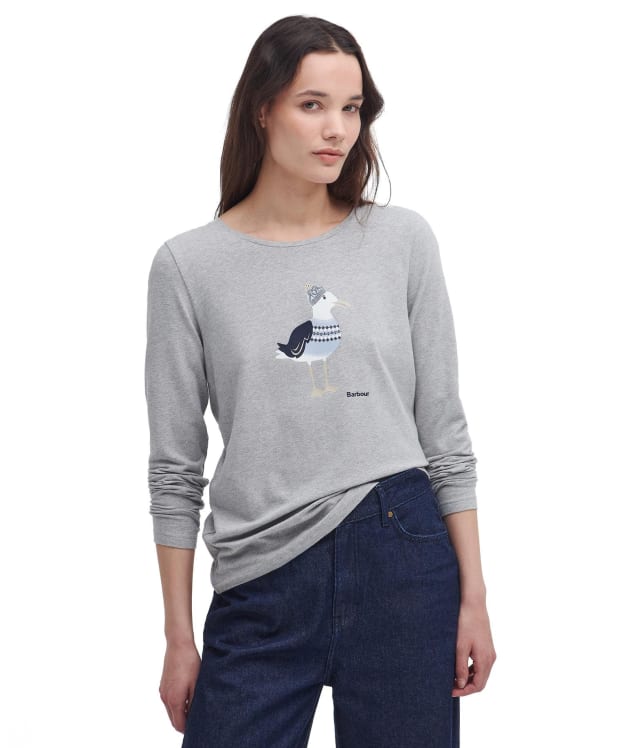 Women's Barbour Lossie Long Sleeve T-Shirt - Light Grey Marl