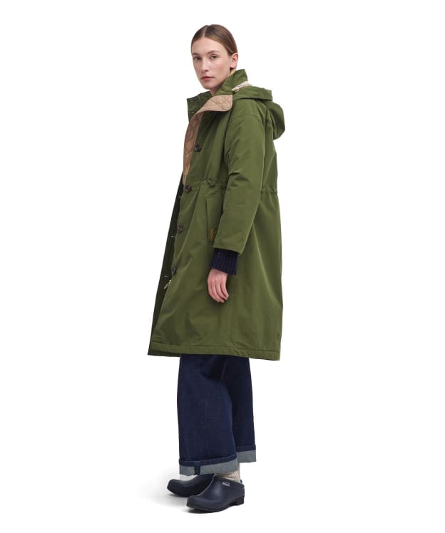 Women's Barbour Iris Waterproof Jacket - Dark Moss / Light Sand / Dark Moss